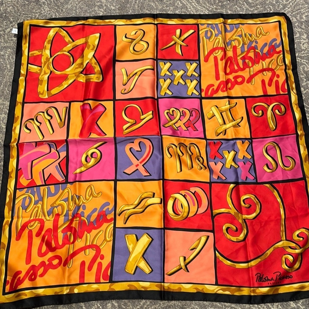 PALOMA PICASSO - large silk like scarf red colourful